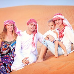 Family Desert Safari in Dubai, couple with kids